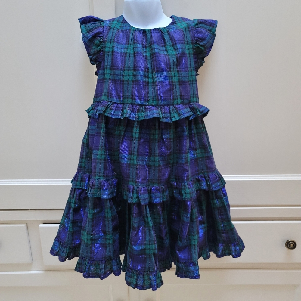 New J Crew 4 5 6 7 Girls Crewcuts Ruffle Dress Blackwatch Tartan Plaid NWT - Picture 4 of 6